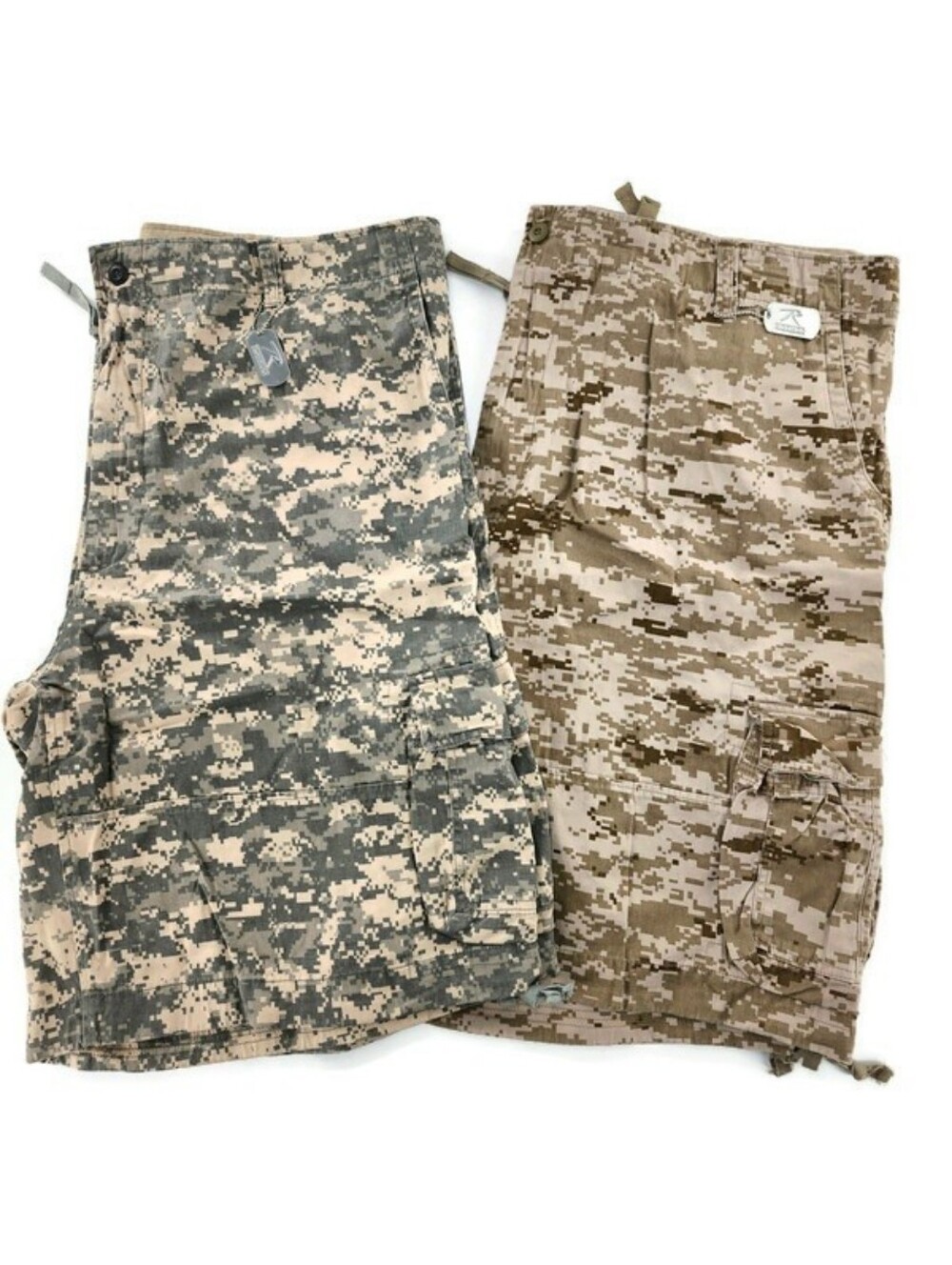 Rothco 2 Pair 100% Cotton Digi Camo Print Cargo Infantry Utility Shorts